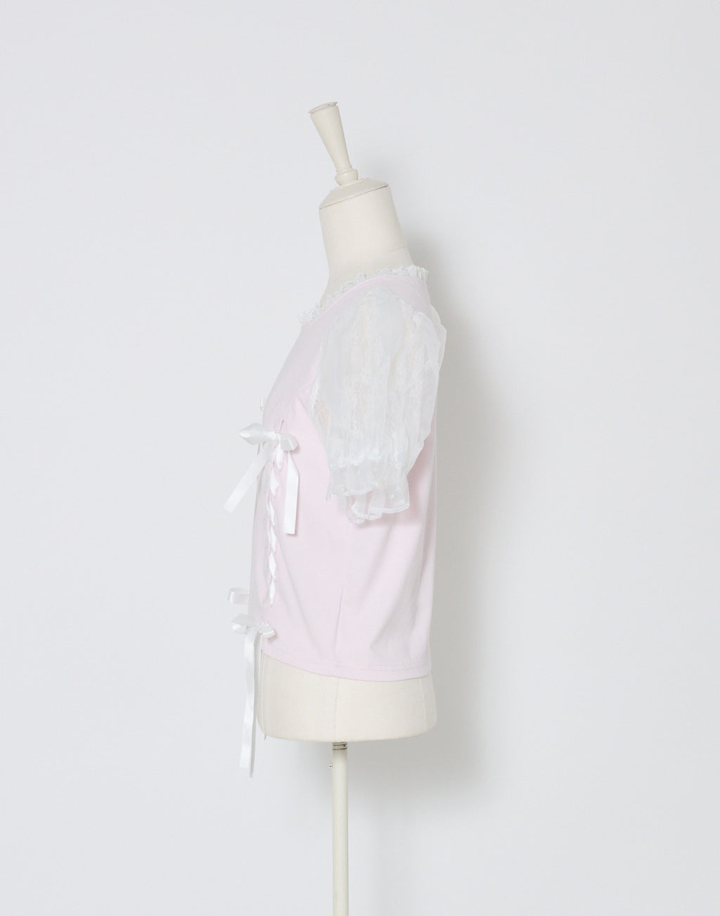 mellfy memory Twin lace-up ribbon puff T-shirt