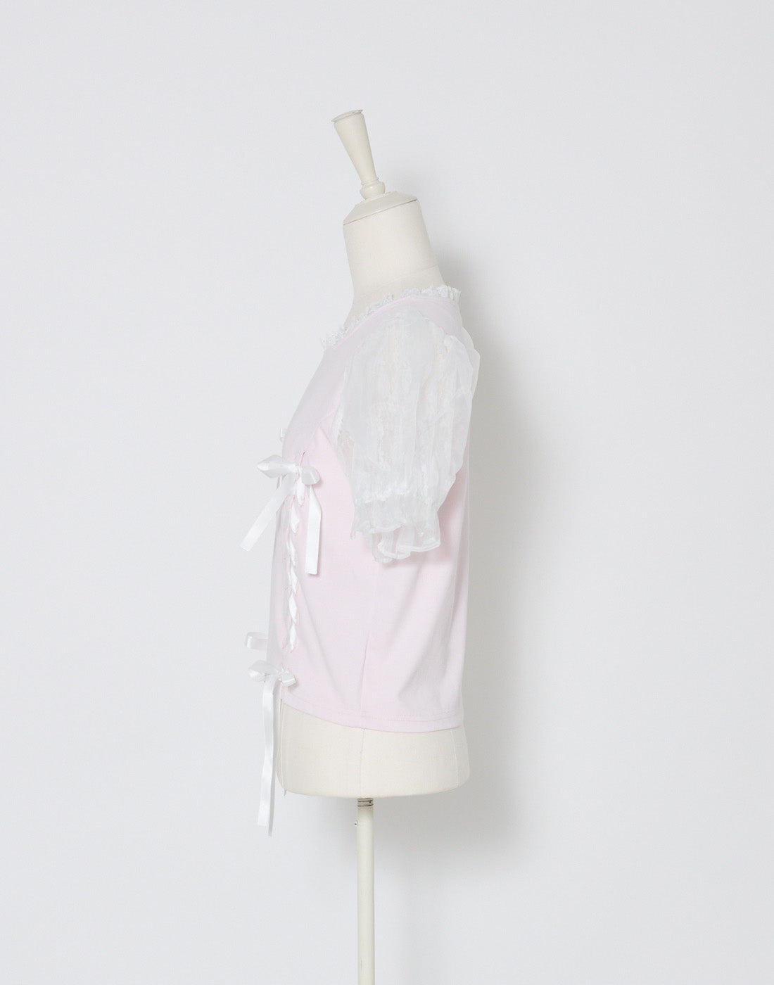 mellfy memory Twin lace-up ribbon puff T-shirt