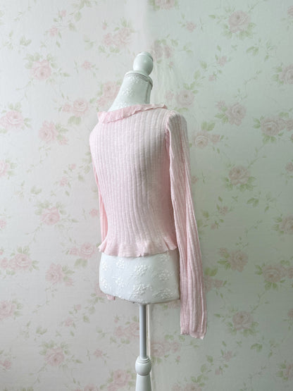 GRL Shoujo Frilled Hem Cardigan (Pink)