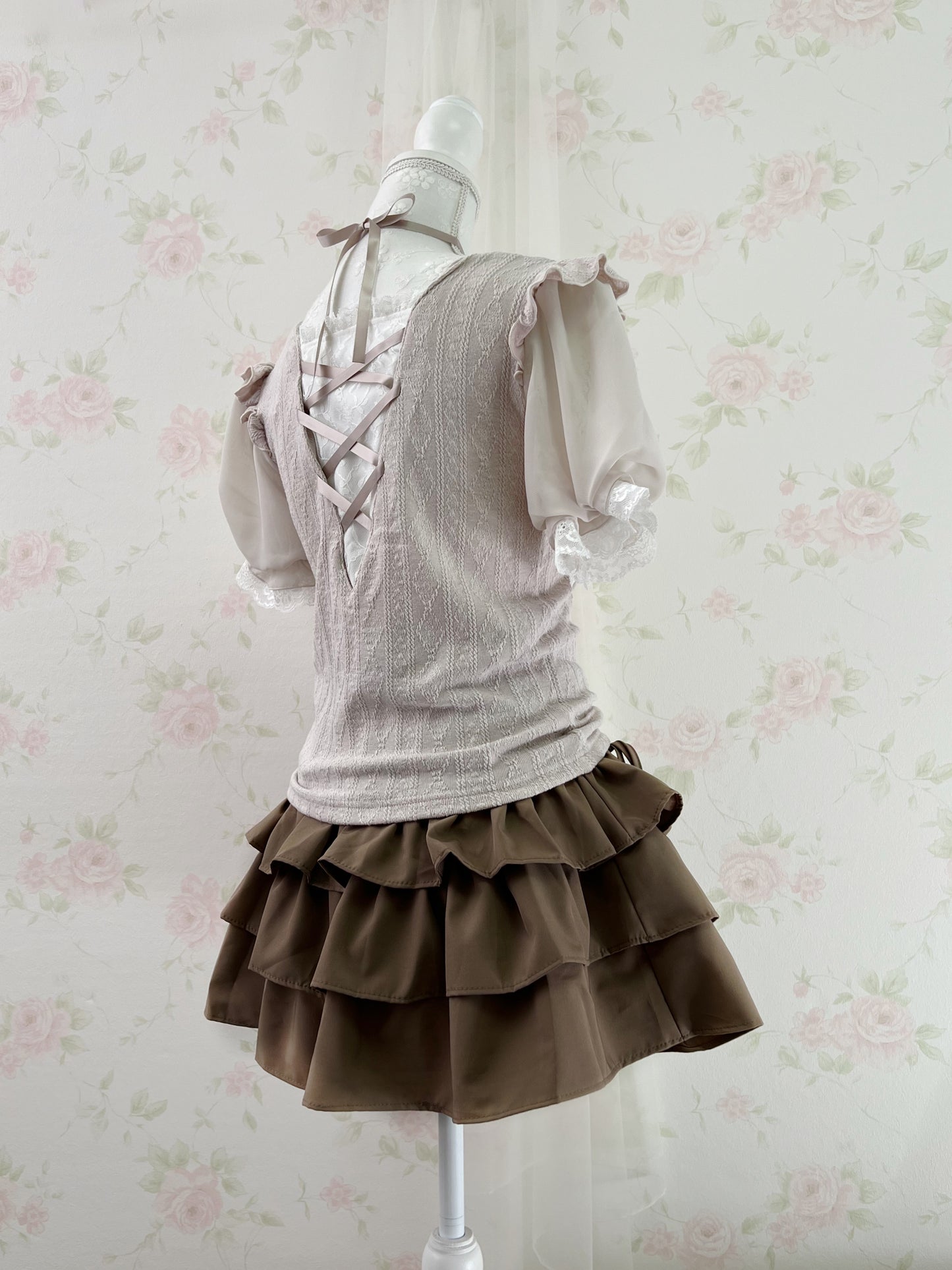 Olive des Olive Side String Tiered Skirt (Milk Chocolate)