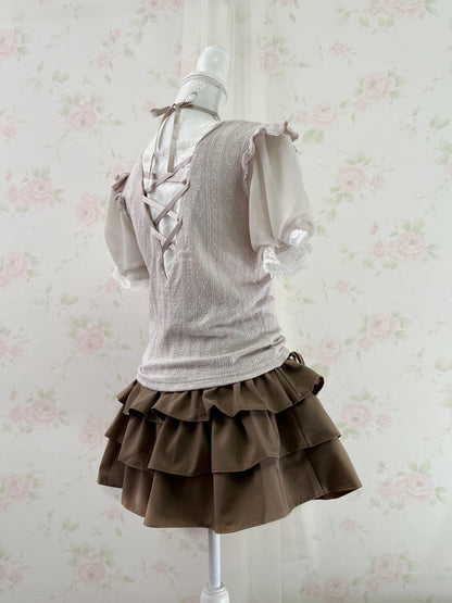 Olive des Olive Side String Tiered Skirt (Milk Chocolate)