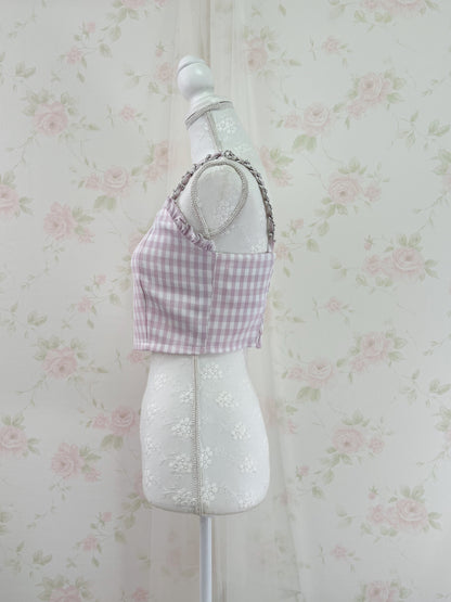 Ank Rouge Gingham Checked Bustier (Pink)