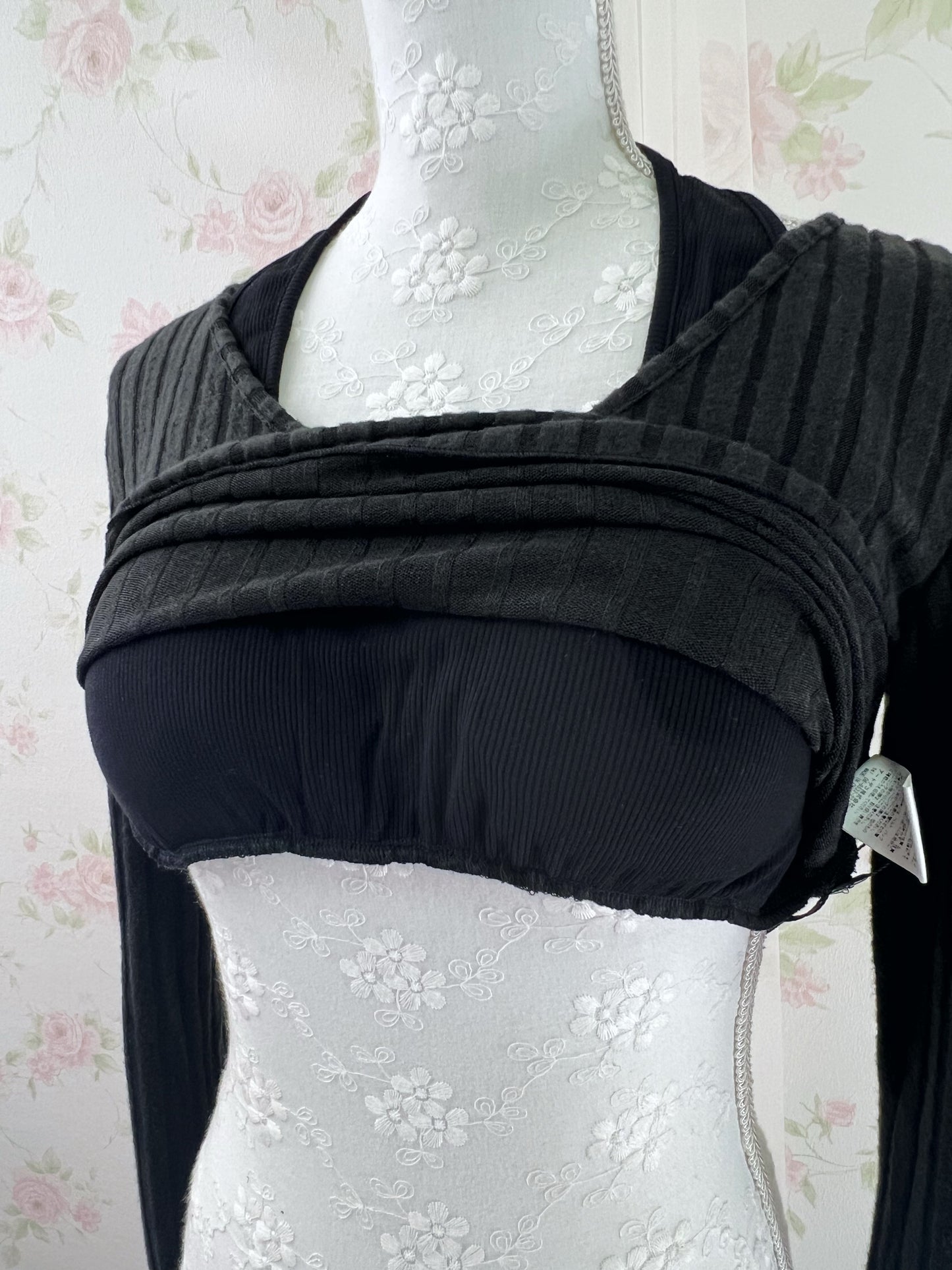 GRL Layered Like Halter Neck Top (Black)