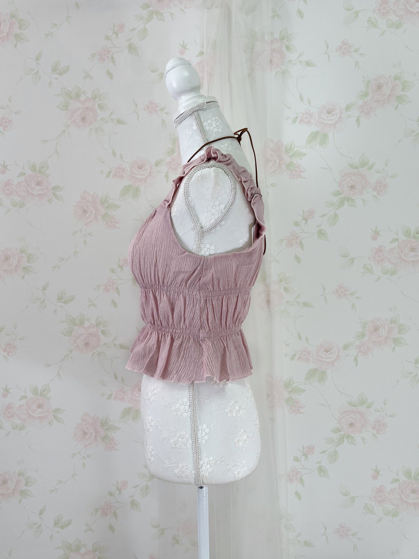 (Pre-order) MultiPal Store Original Suede Cross Shoujo Top (Pink)