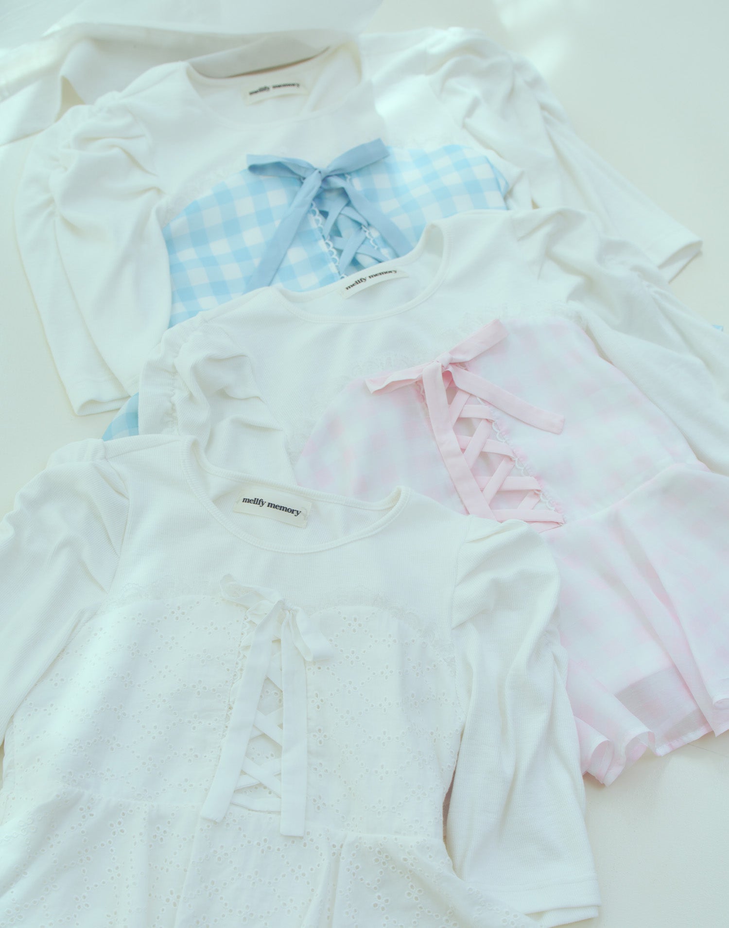 (Pre-order) mellfy memory Milky gingham puff tops