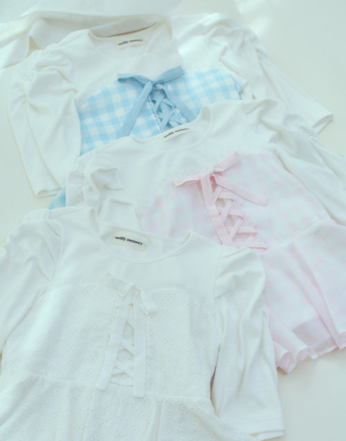 (Pre-order) mellfy memory Milky gingham puff tops