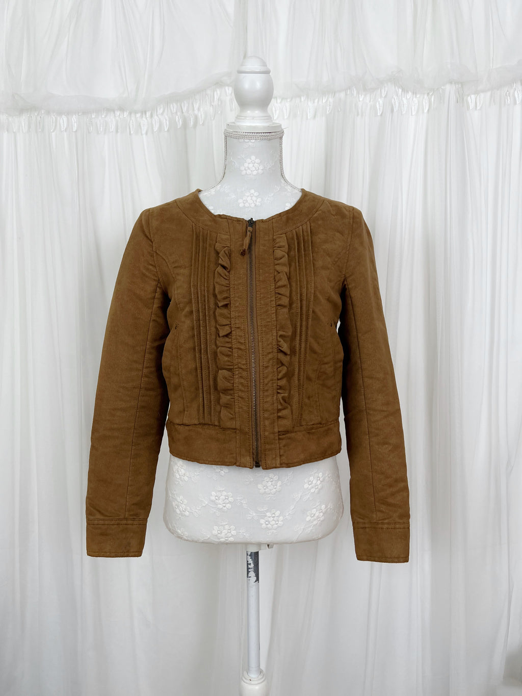 Olive des Olive Suede Ruffled Jacket