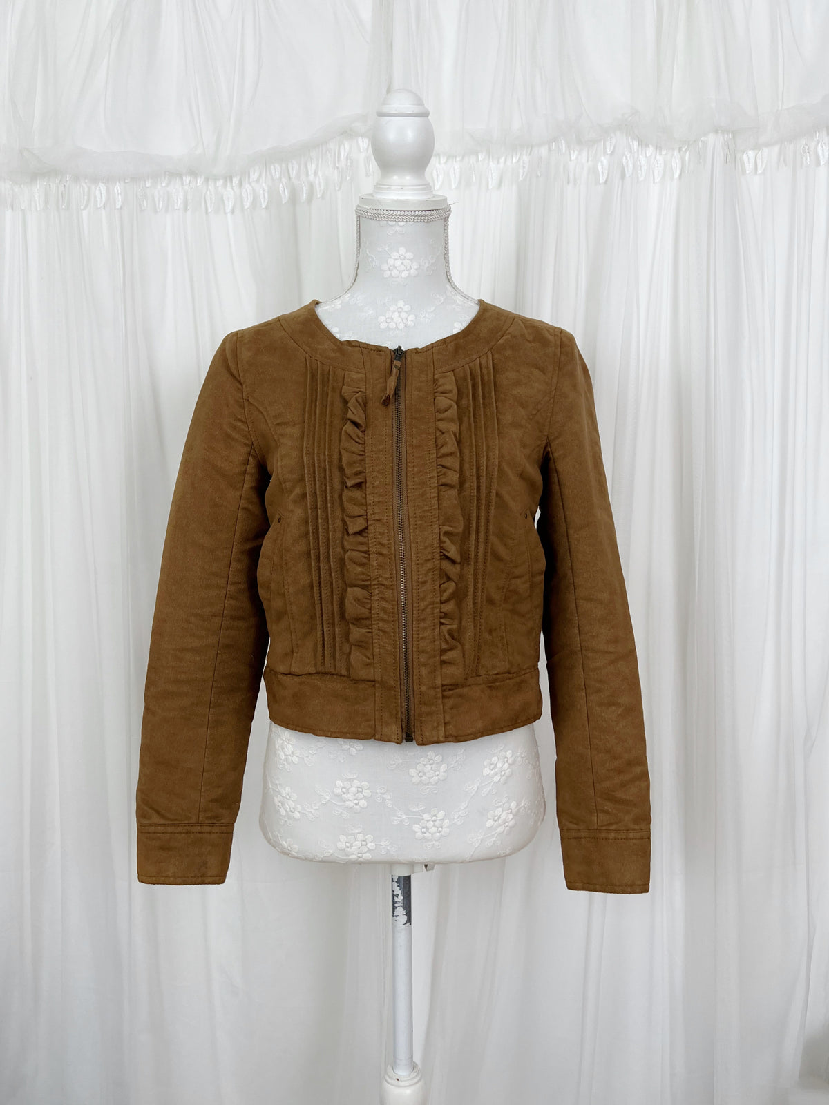 Olive des Olive Suede Ruffled Jacket