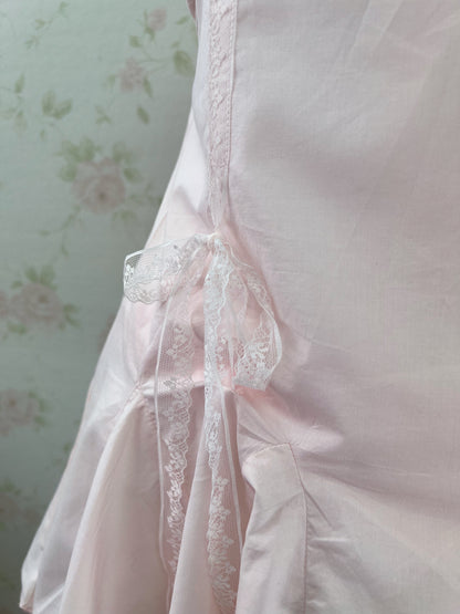 GRL Side Lacy Bow Camisole Cotton Dress (Pink)