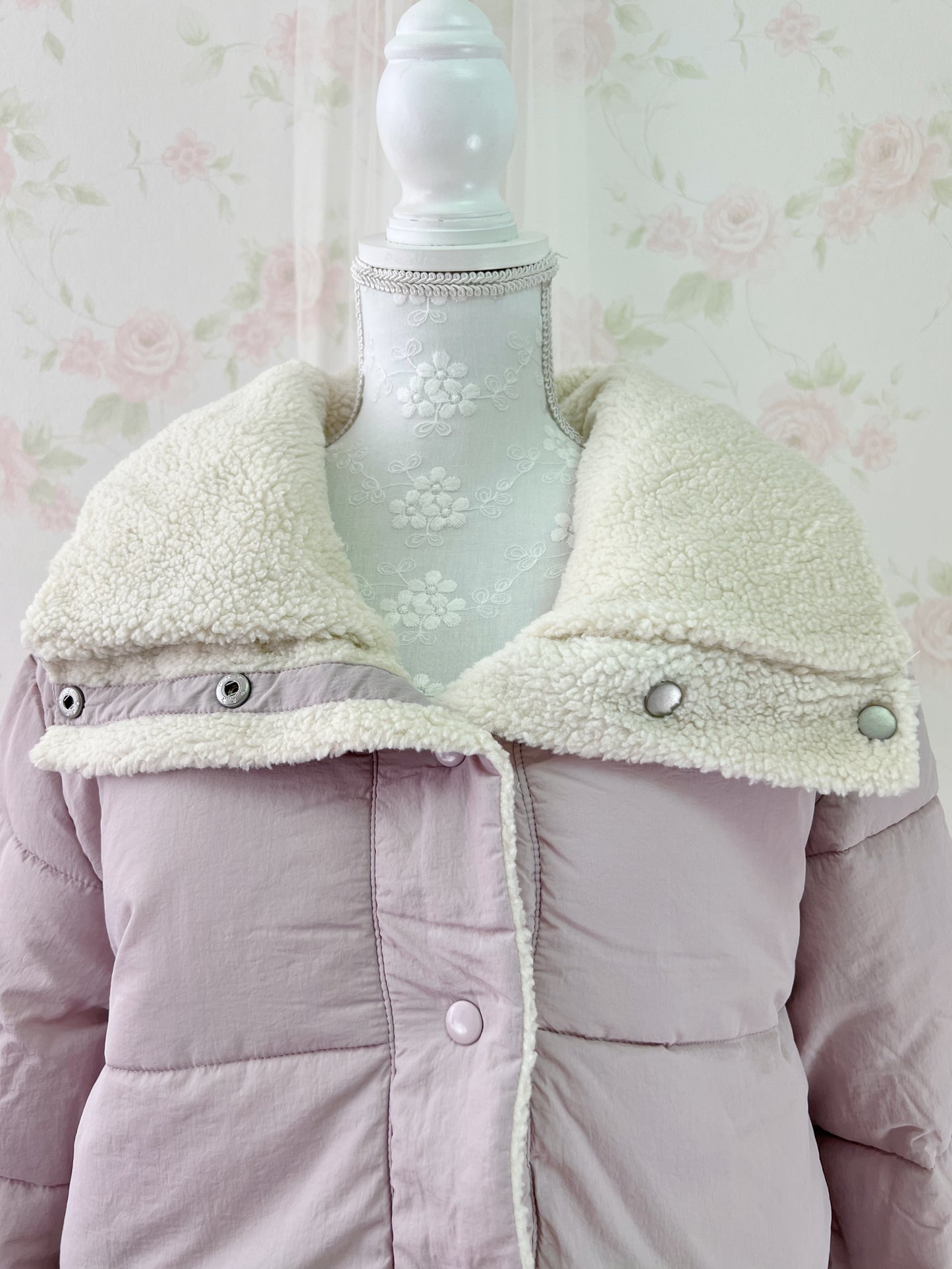 GRL Reversible Boa Puffer Jacket (Pink)