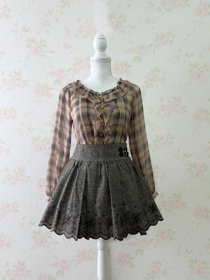 LIZ LISA Belt Embroidery Hem Skirt