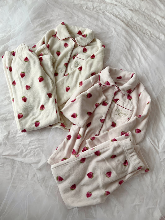 Sweet Strawberry Fluffy Pajamas