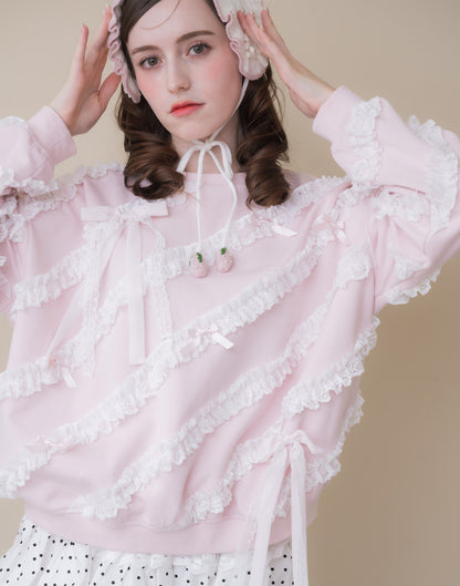 Lolime lacy ribbon sweatshirt