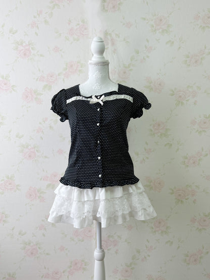 Ank Rouge Polka Dots Blouse (Navy)