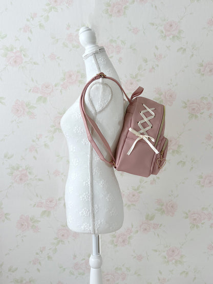 (22% OFF)Bunny Side Laced Up Backpack (Pink)