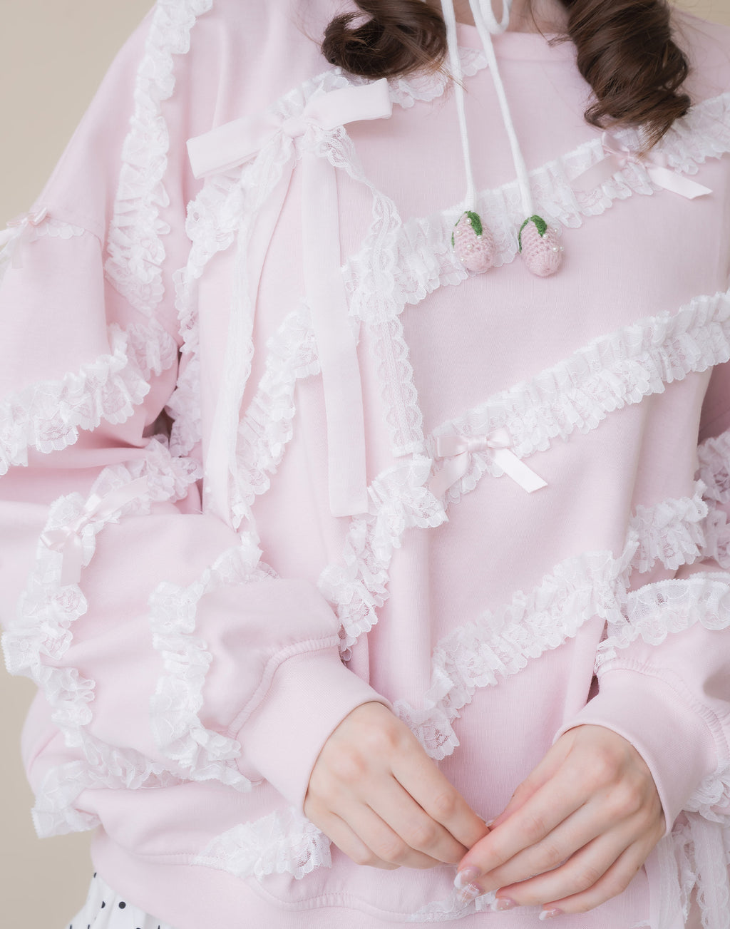 Lolime lacy ribbon sweatshirt