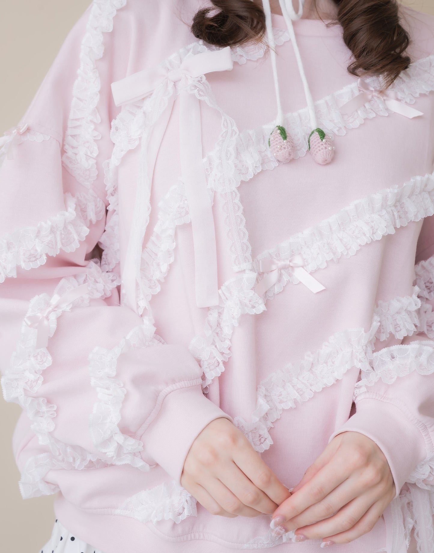Lolime lacy ribbon sweatshirt