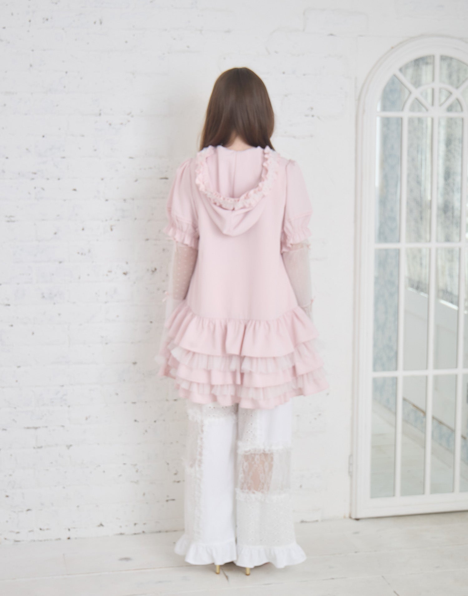 Lolime patchwork lace frill pants