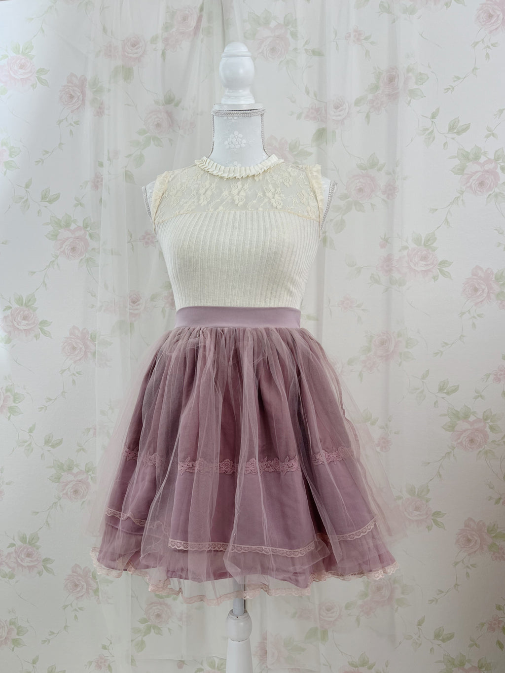 An MILLE Front Lace Top (Ivory)