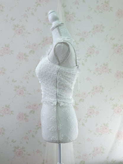 GRL Lacy Halter Neck Camisole (White)