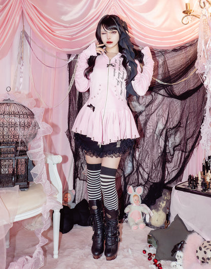 AVENCHUMU Pleated devil zip hoodie