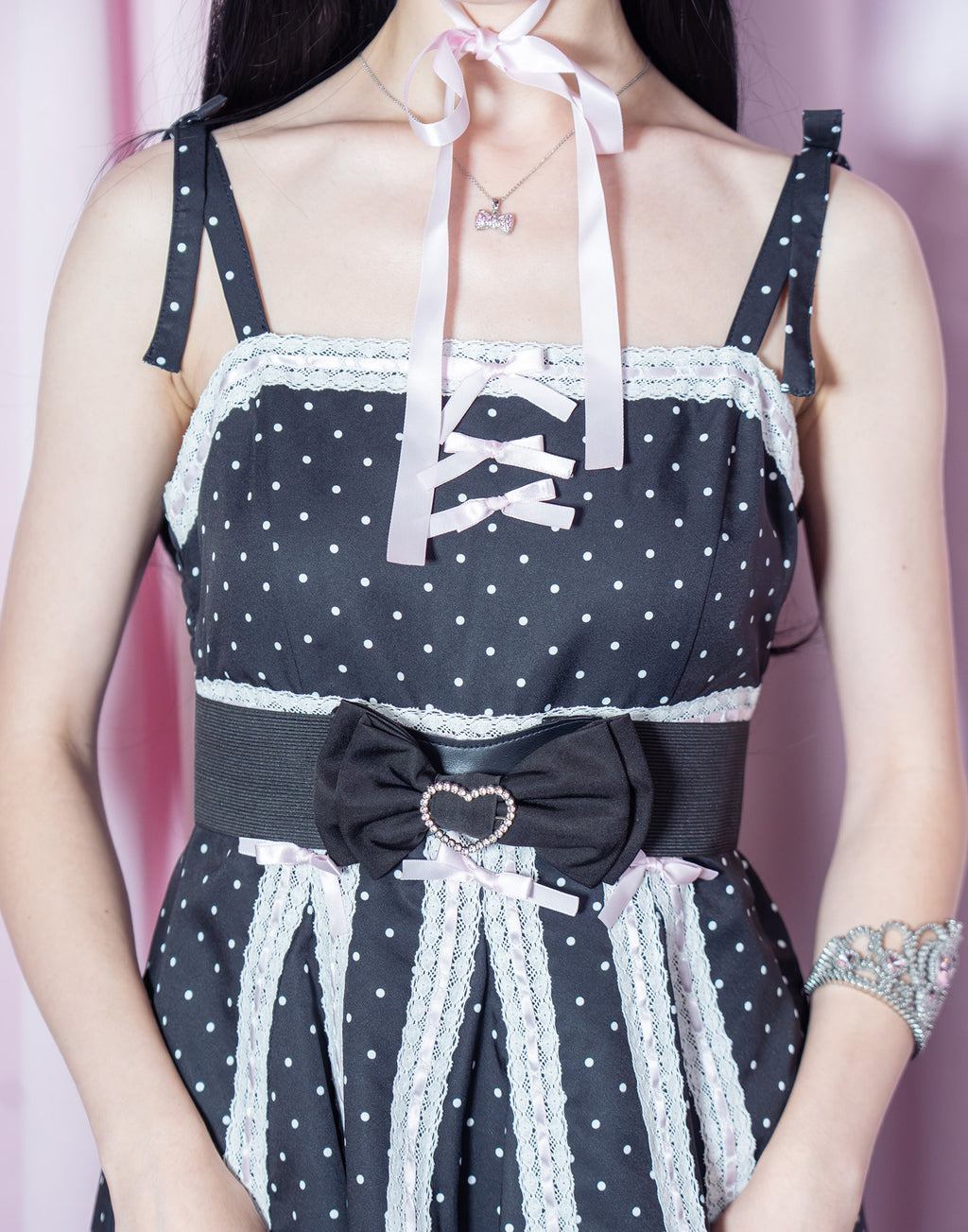AVENCHUMU Ribbon belt lace and ribbon bad girl one piece