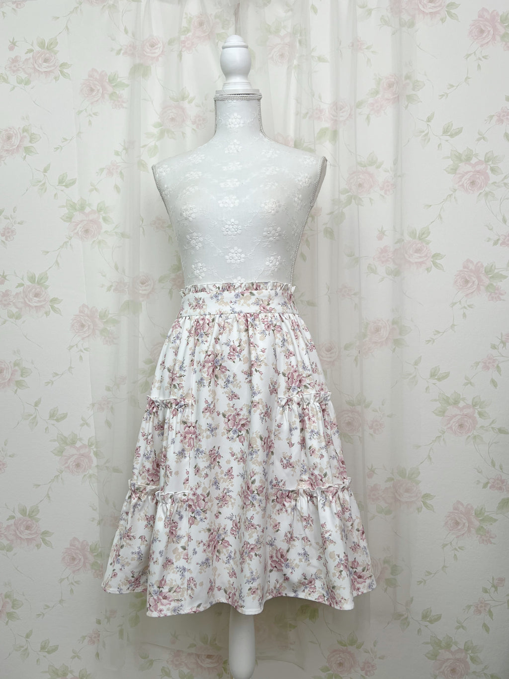 LODISPOTTO Pastel Floral Ruffeld Skirt