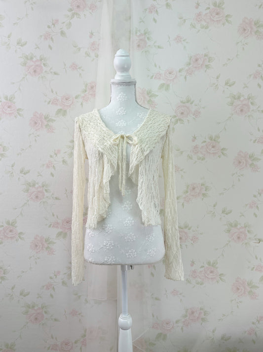 Clear Lacy Ruffled Cardigan (Ivory)