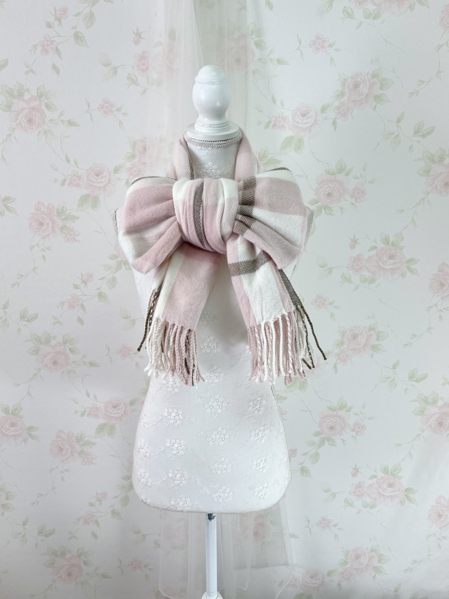 SPINNS Checked Scarf (Pink)