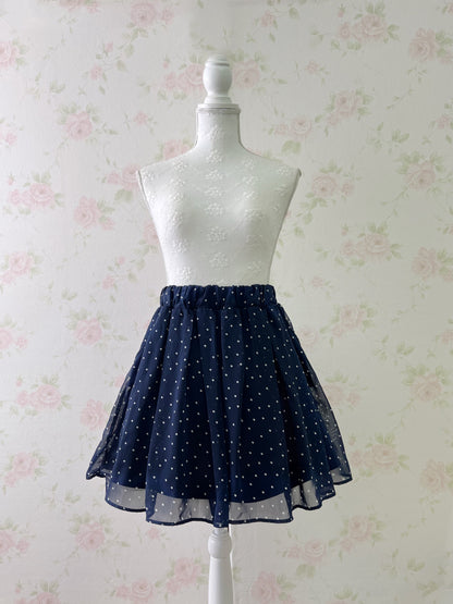 Honey’s Polka Dot Chiffon Dolly Skirt (Navy)