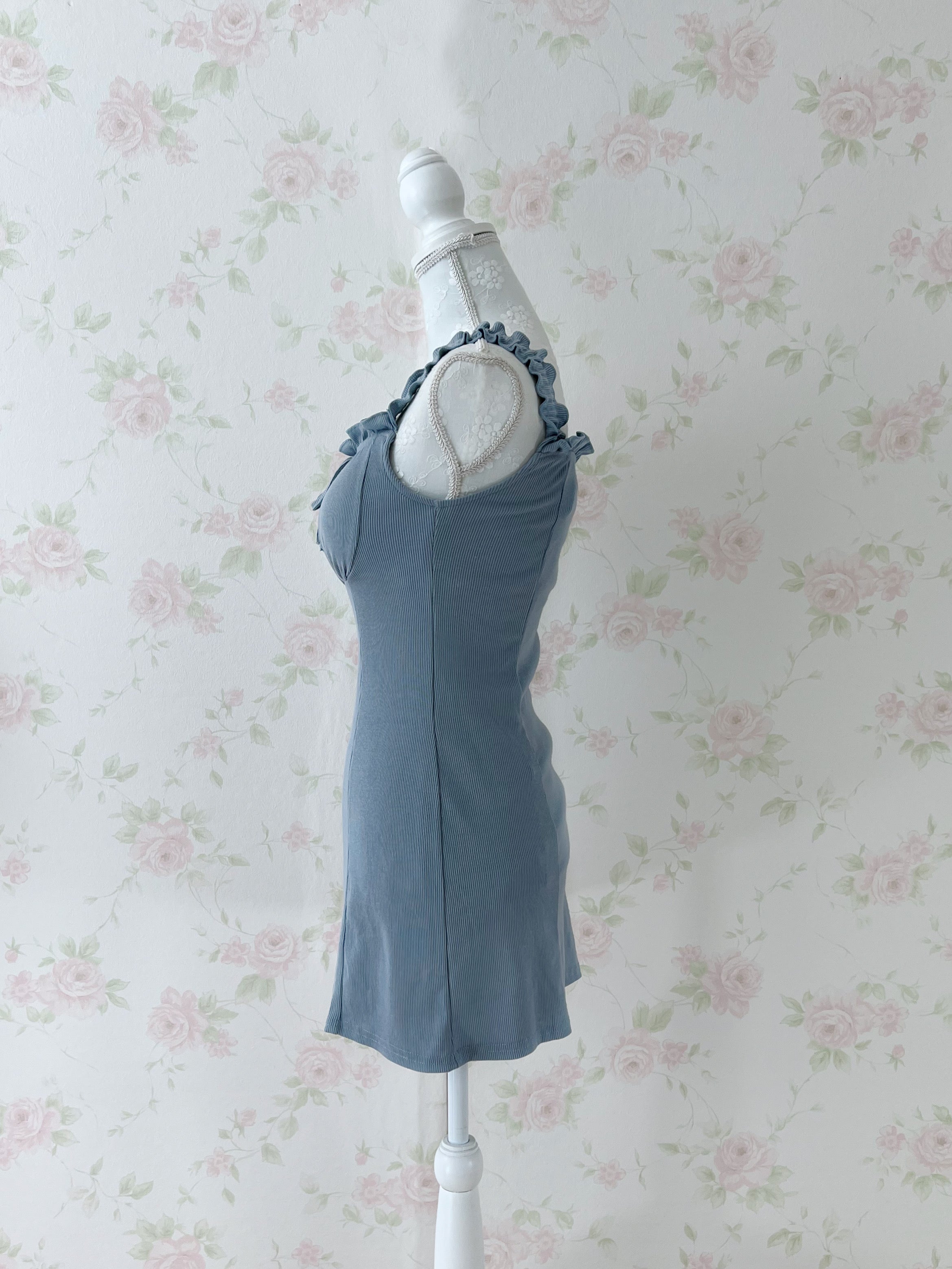 GRL Dolly Frilled Strap Dress (Blue)