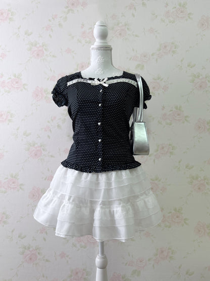 GRL Shoujo Tiered  Lace Skirt (White)