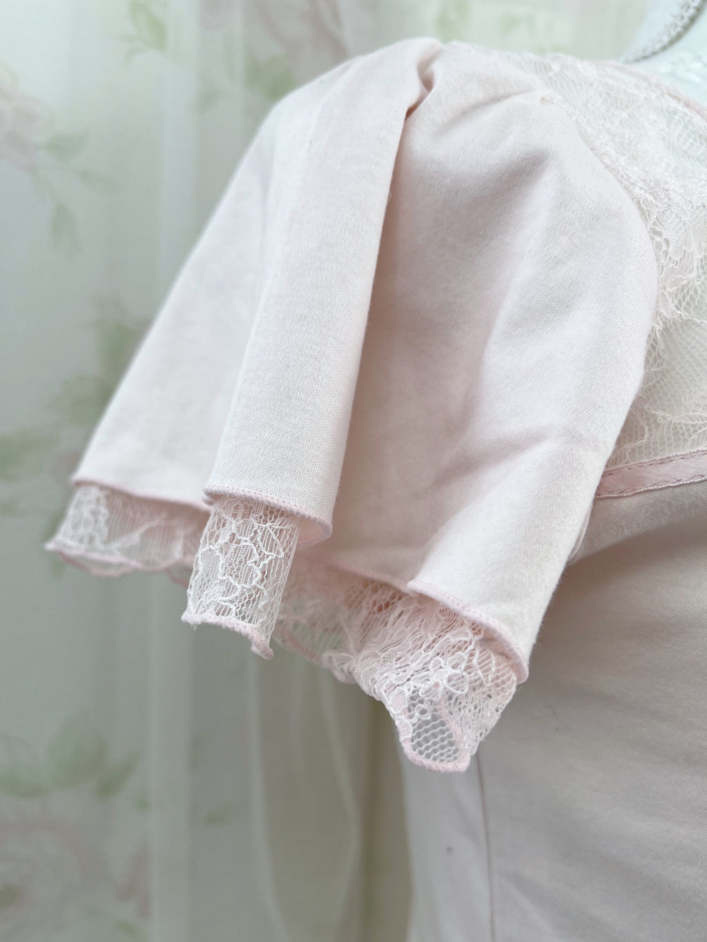 L'EST ROSE French Sleeve Cotton T-Shirt (Pink)