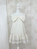 Polka Dot Big Bow Camisole Dress(Ivory)