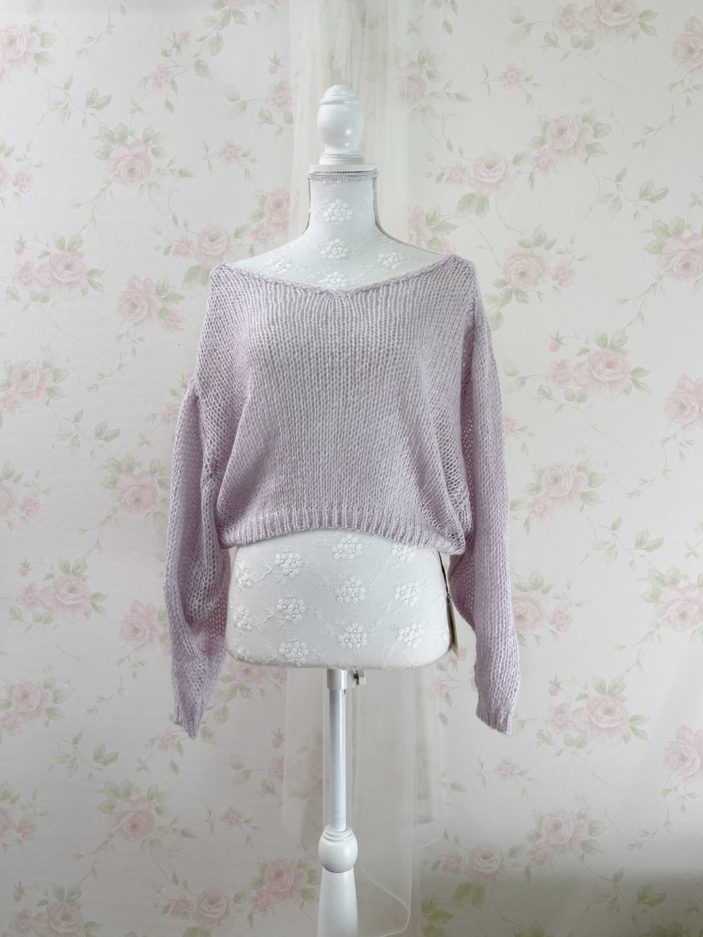 Soft Loose Gyaru Sweater (Purple Pink)