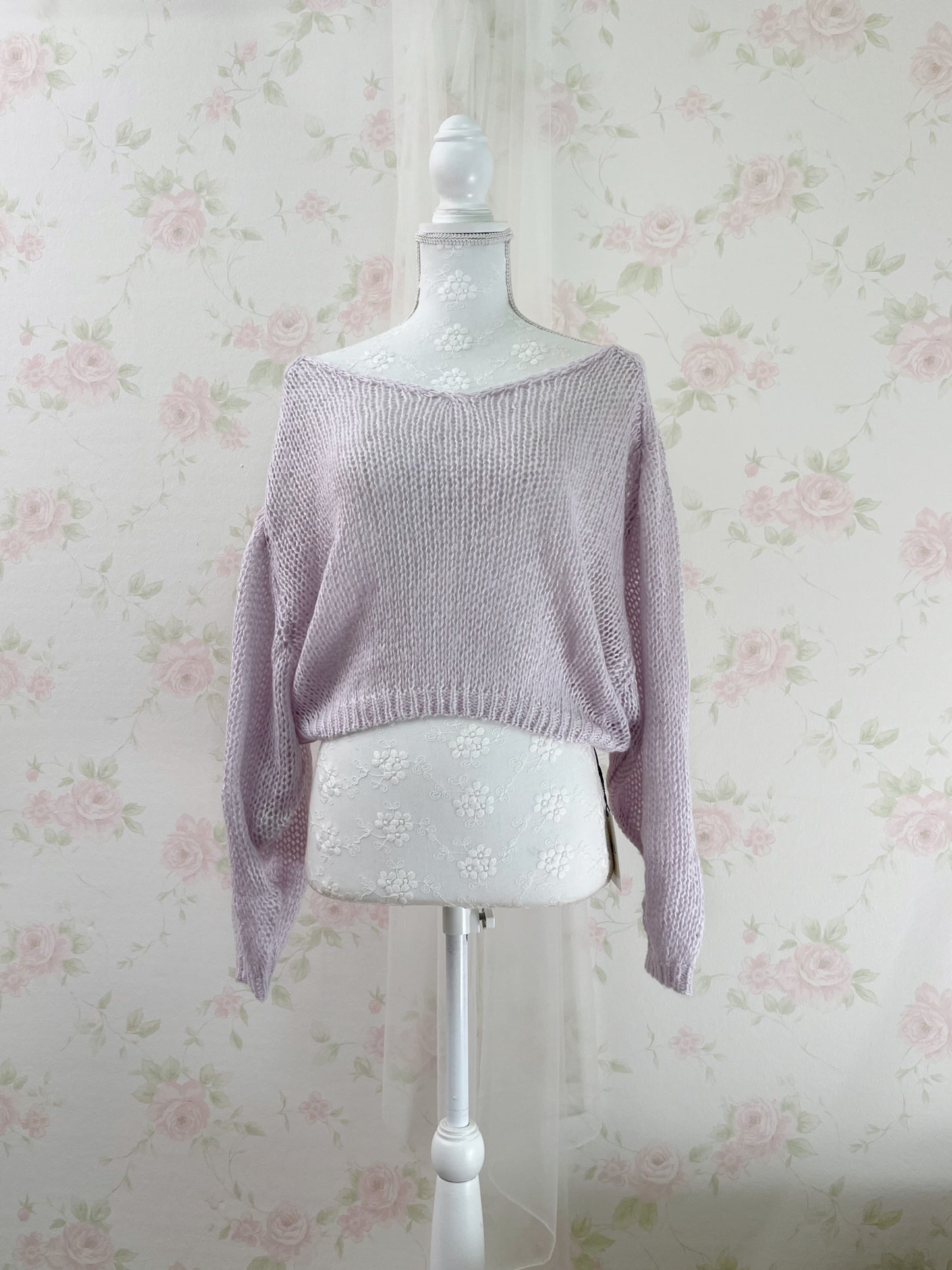 GRL Soft Loose Gyaru Sweater (Purple Pink)