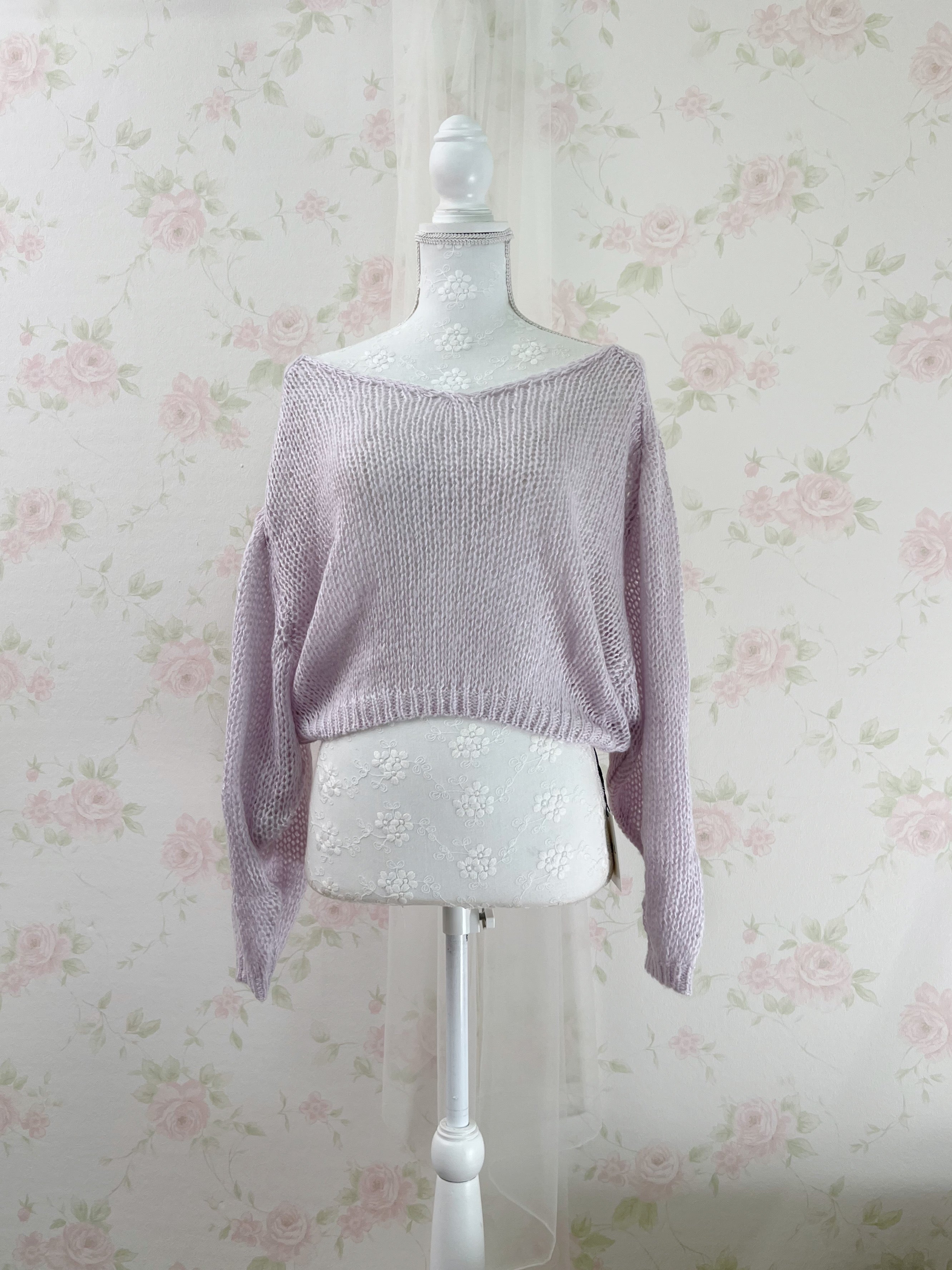 Soft Loose Gyaru Sweater (Purple Pink)