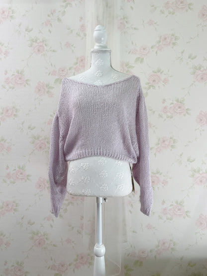 GRL Soft Loose Gyaru Sweater (Purple Pink)