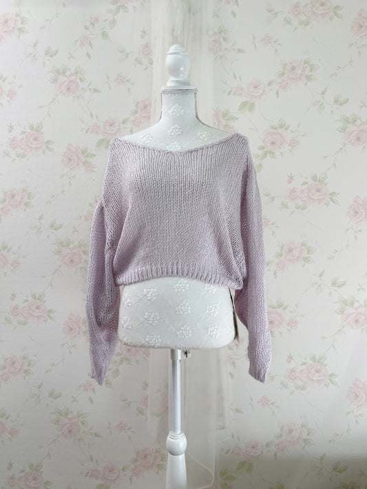 GRL Soft Loose Gyaru Sweater (Purple Pink)