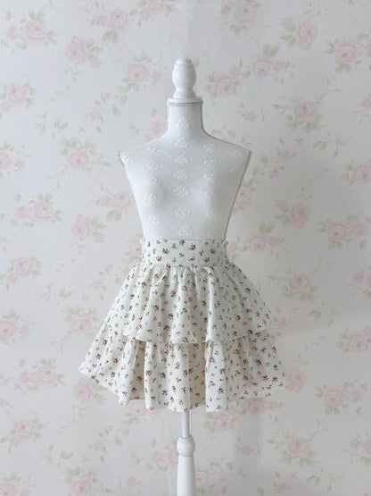 Petite Floral Layered Skirt (white)
