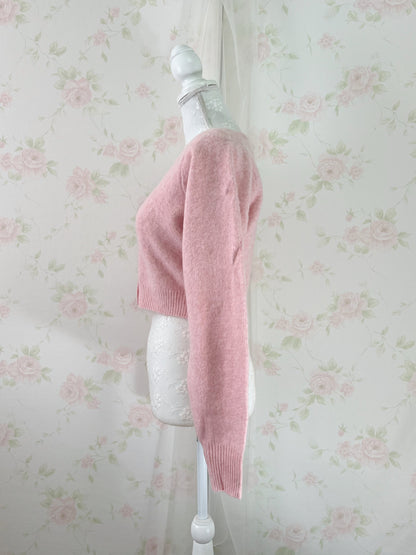 Mohair Touch Pearl Button Cardigan (Pink)