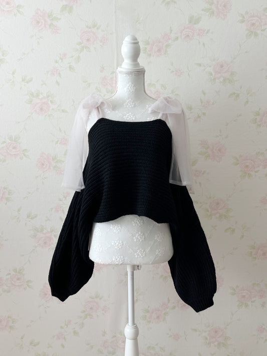 GRL Chiffon Bow Loose Sweater(Black)