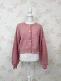 Pearl Button Round Collar Cardigan (Pink)