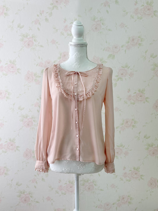 L’EST ROSE Ruffled Blouse (Pink Beige)