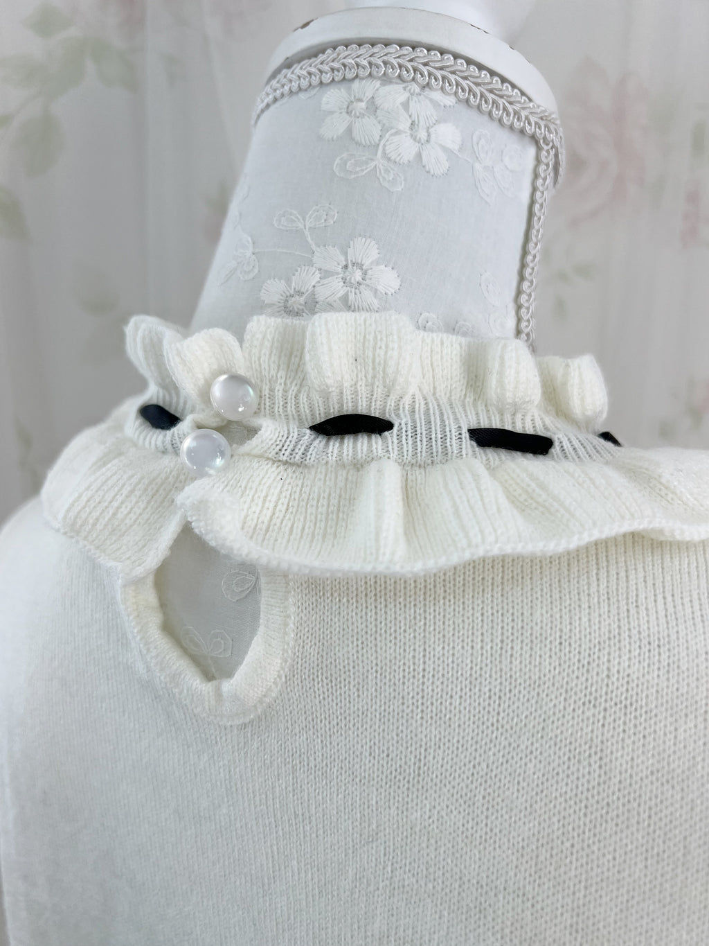 Secret Honey Lace Front Dolly Knit Top (Ivory)