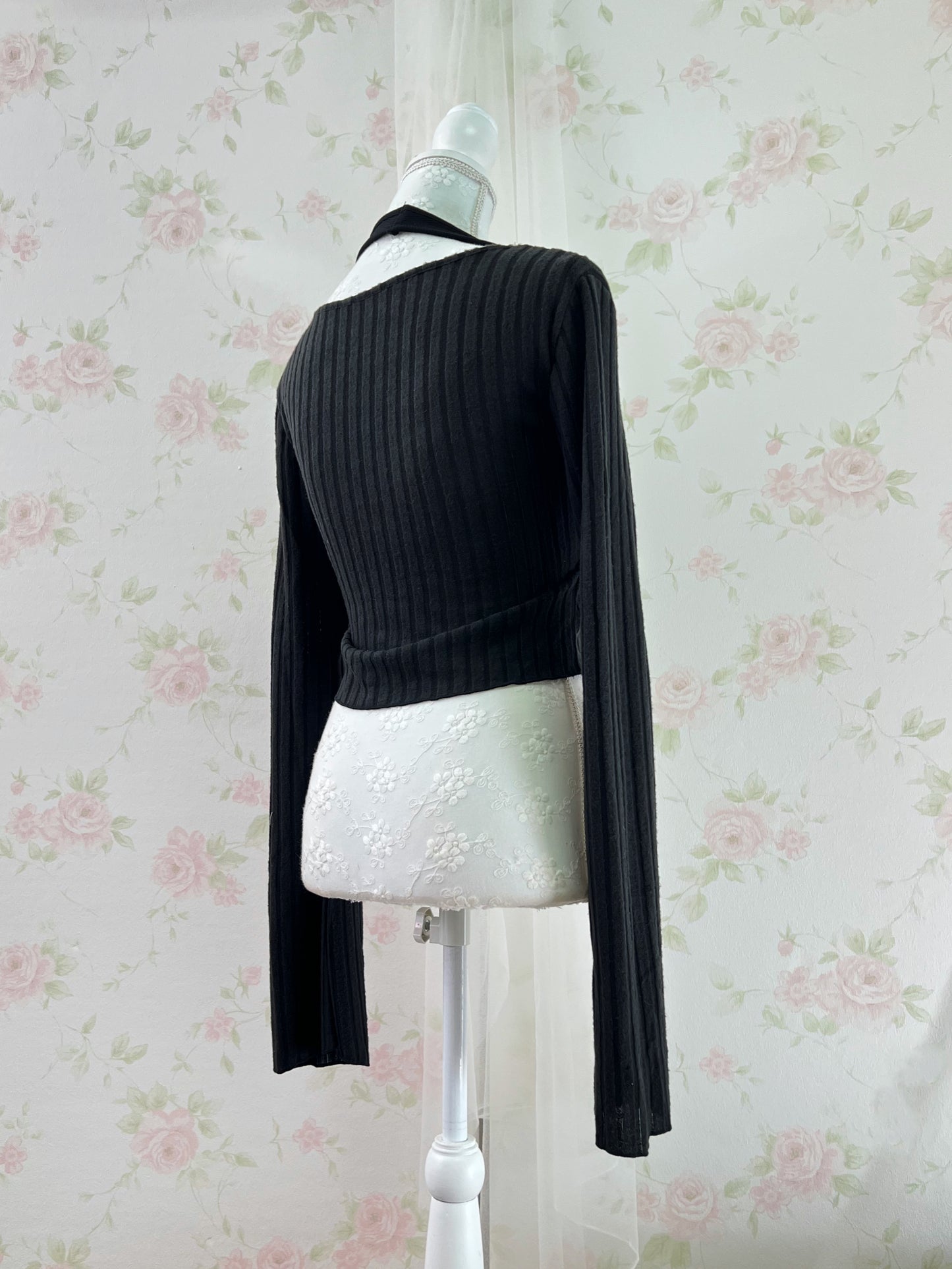 GRL Layered Like Halter Neck Top (Black)