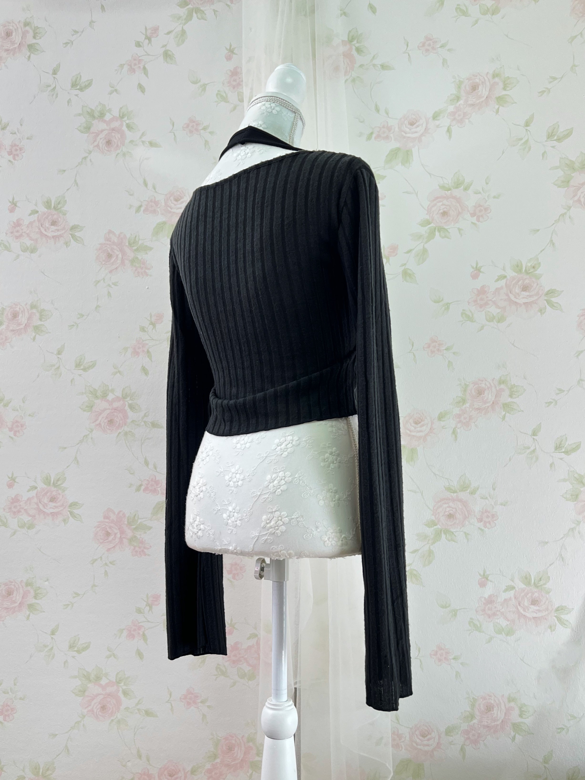 Layered Like Halter Neck Top (Black)