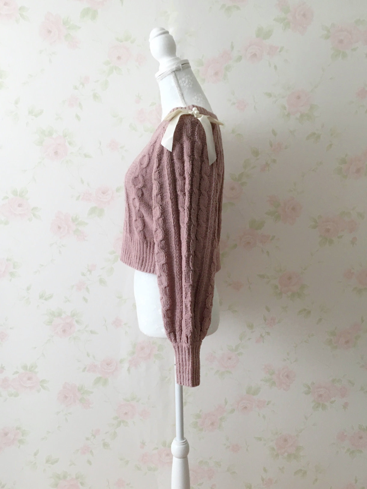 GRL Shoulder Bow Sweater (Pink)