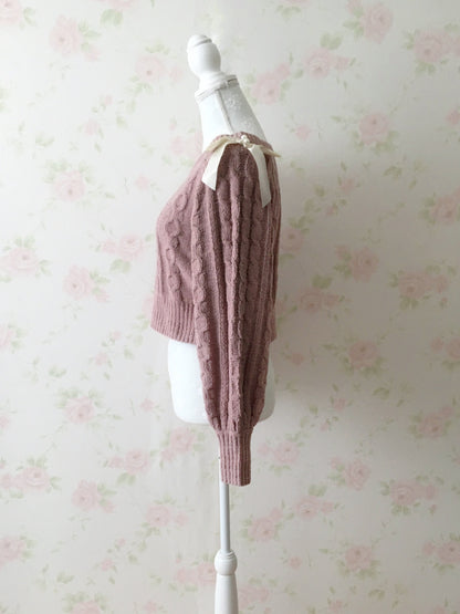 GRL Shoulder Bow Sweater (Pink)