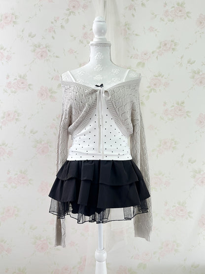 GRL Tulle Hem Tiered Skirt (Black)